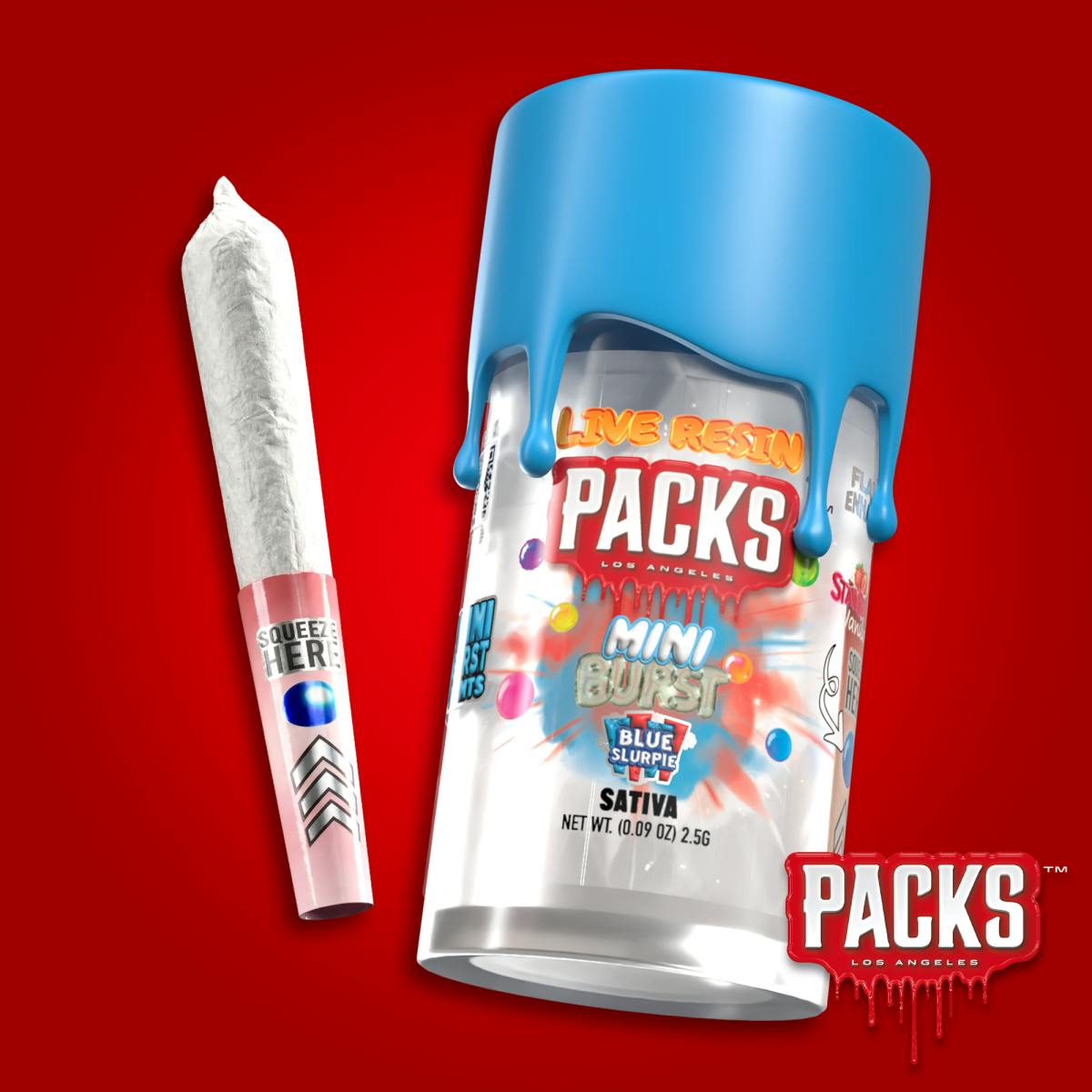 Product PACKS Blue Slurpie (S) Infused Minis | Pre Rolls | 0.5g 5pk