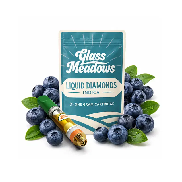 Glass Meadows Liquid Diamonds Vape Cart Juicy Blueberry 1g (indica, cartridges)