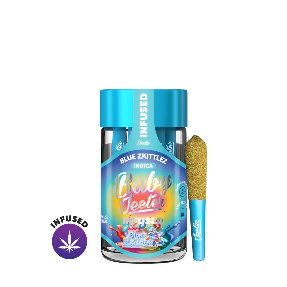 Baby Jeeter | Blue Zkittlez | 0.5g - 5pk (2.5g) Infused Preroll Pack | REC  | Vibe