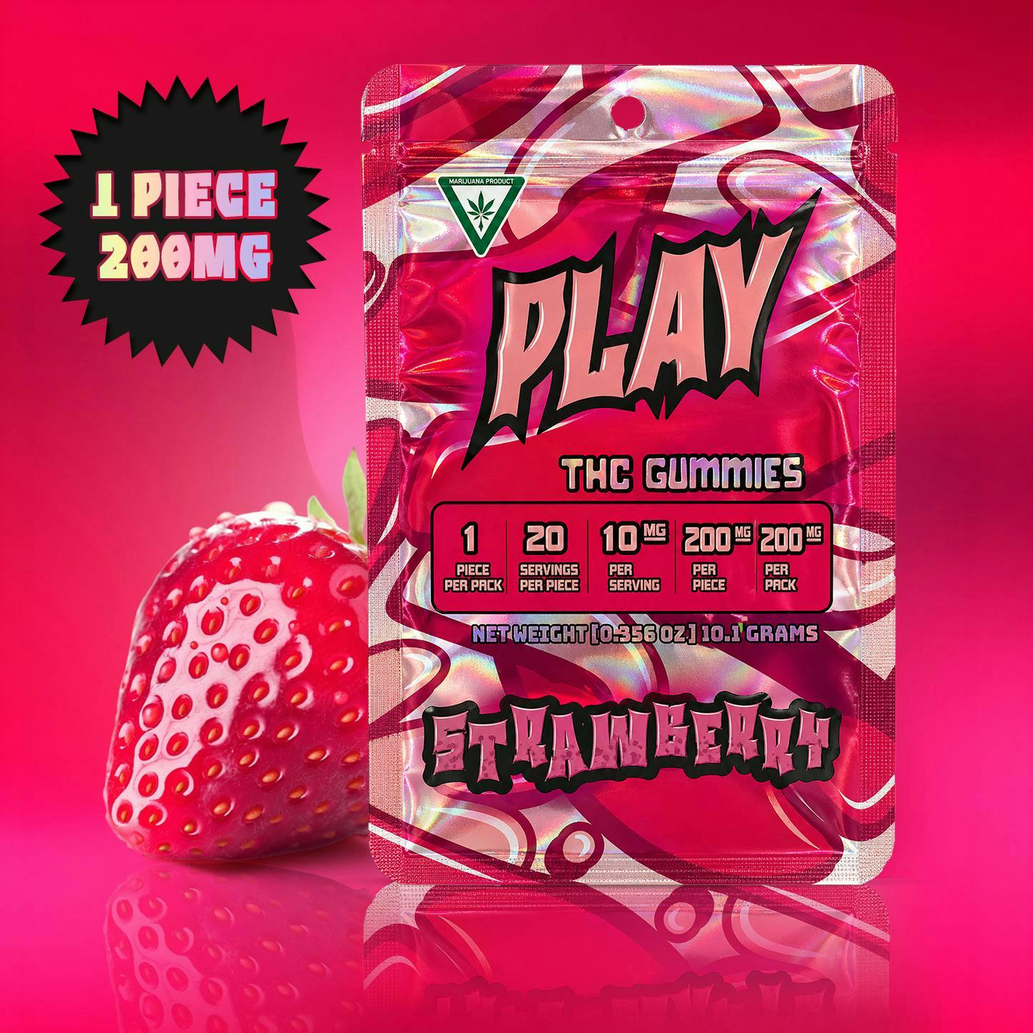 Play | Single Gummy - 200mg - Strawberry