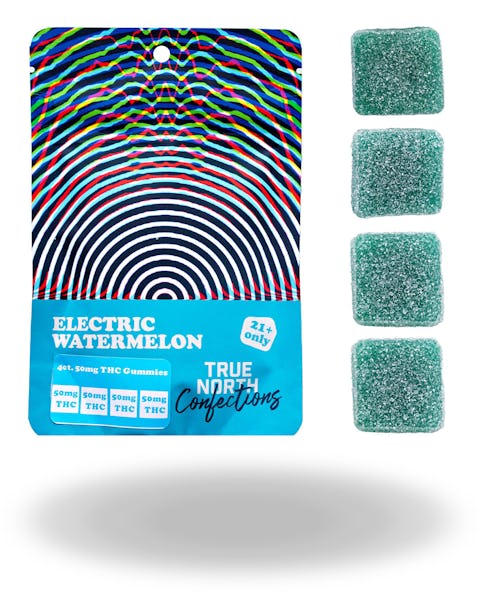 Product: True North Confections | Electric Watermelon 4 Piece Gummies | 200mg