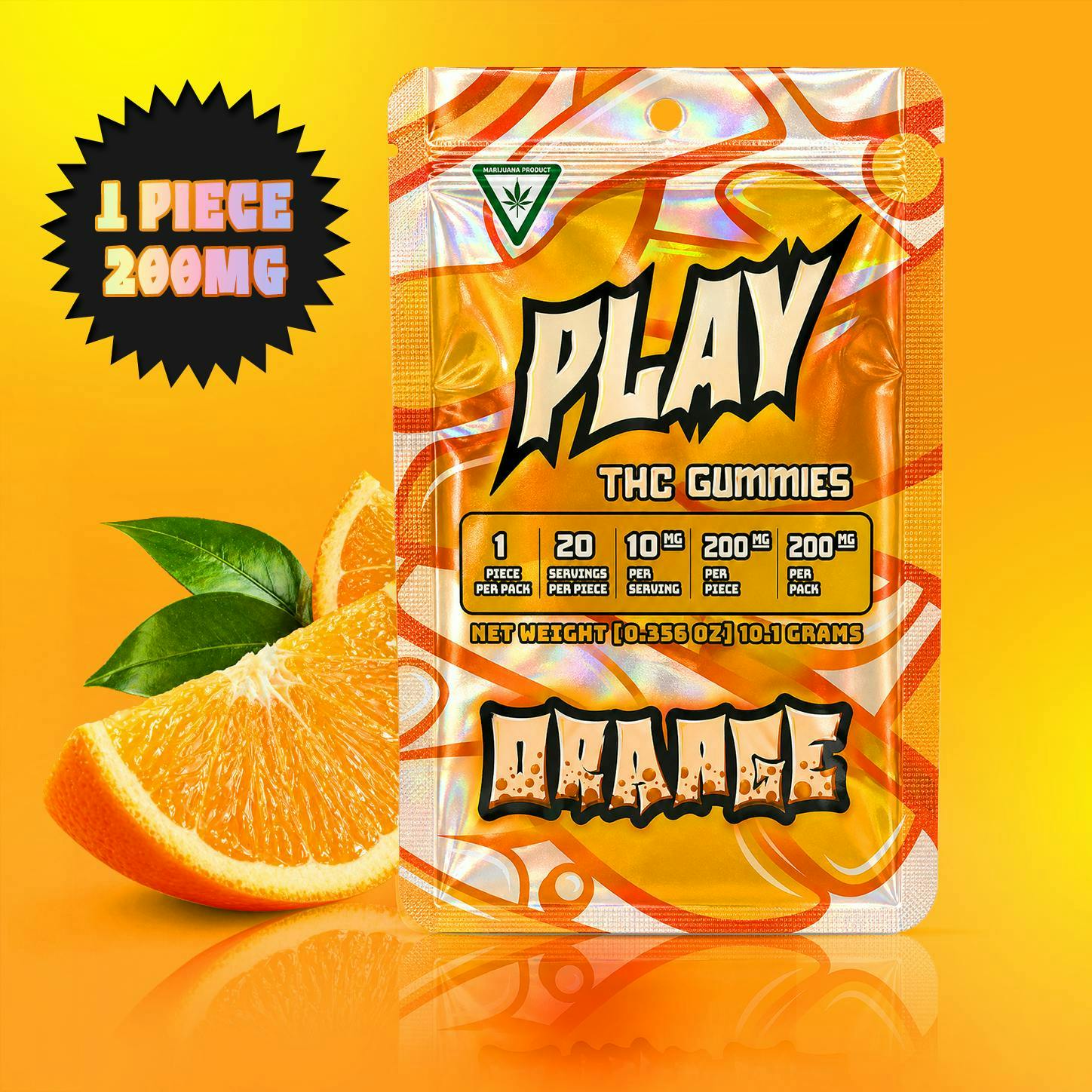 Play | Single Gummy - 200mg - Orange