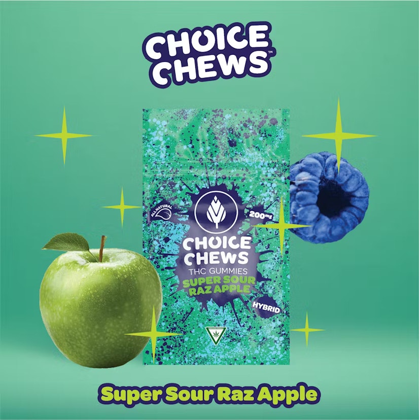 Choice - Super Sour Raz Apple 200mg Gummies