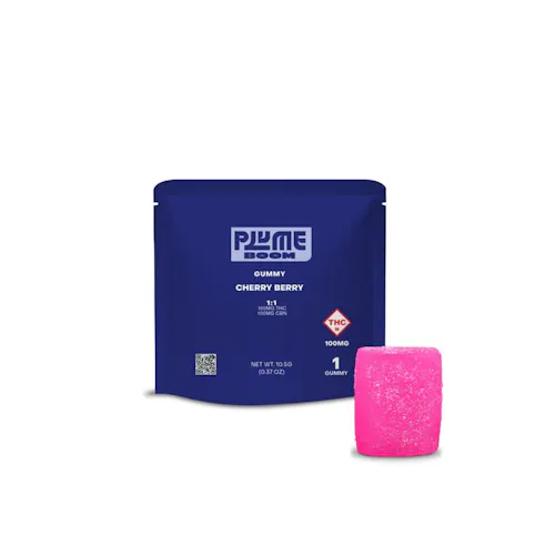 Plume | BOOM Cherry Berry 1:1 THC:CBN Gummy | 100mg-1