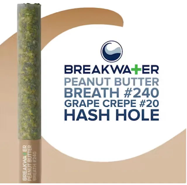 Breakwater Hash Hole Peanut Butter Breath #240 x Grape Crepe #20 1g (hybrid, infused)