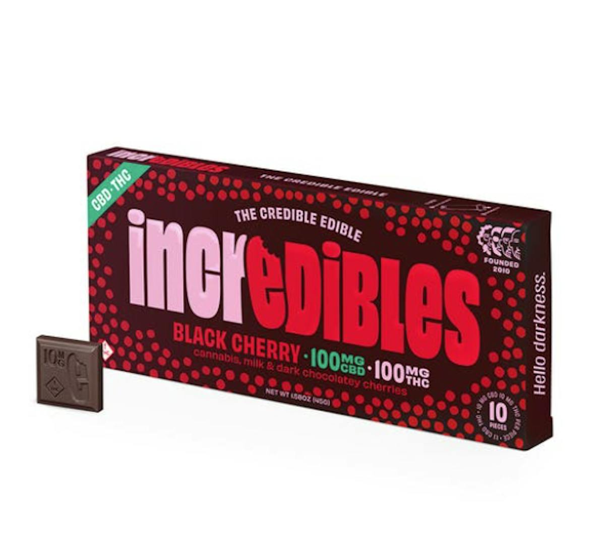 Photo of Incredibles 1:1 Black Cherry Chocolate Bar 100mg 20pk