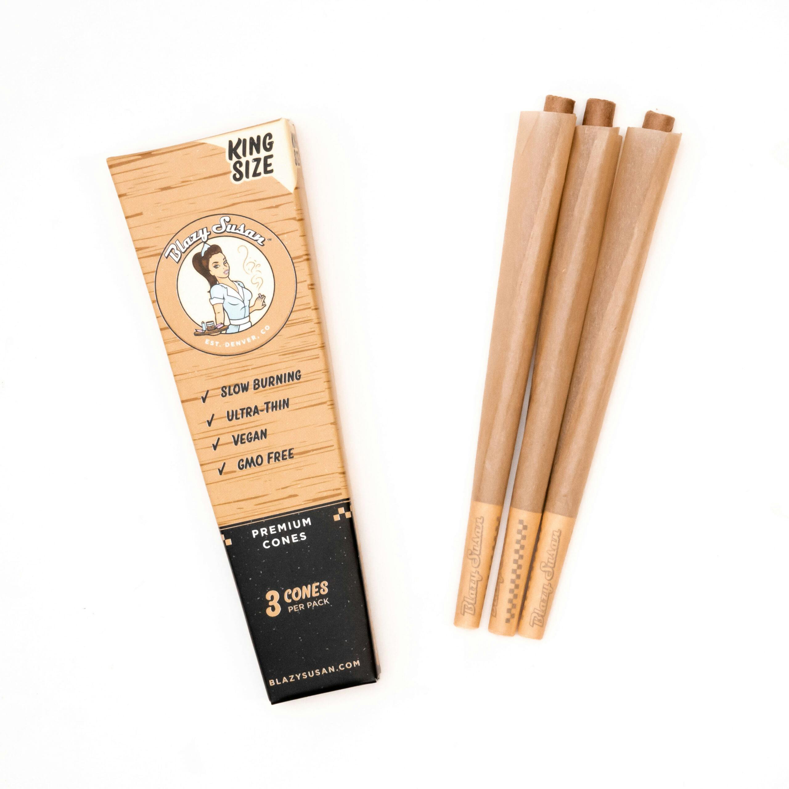 Blazy Susan - King Size Unbleached Pre-Rolled Cones 3pk
