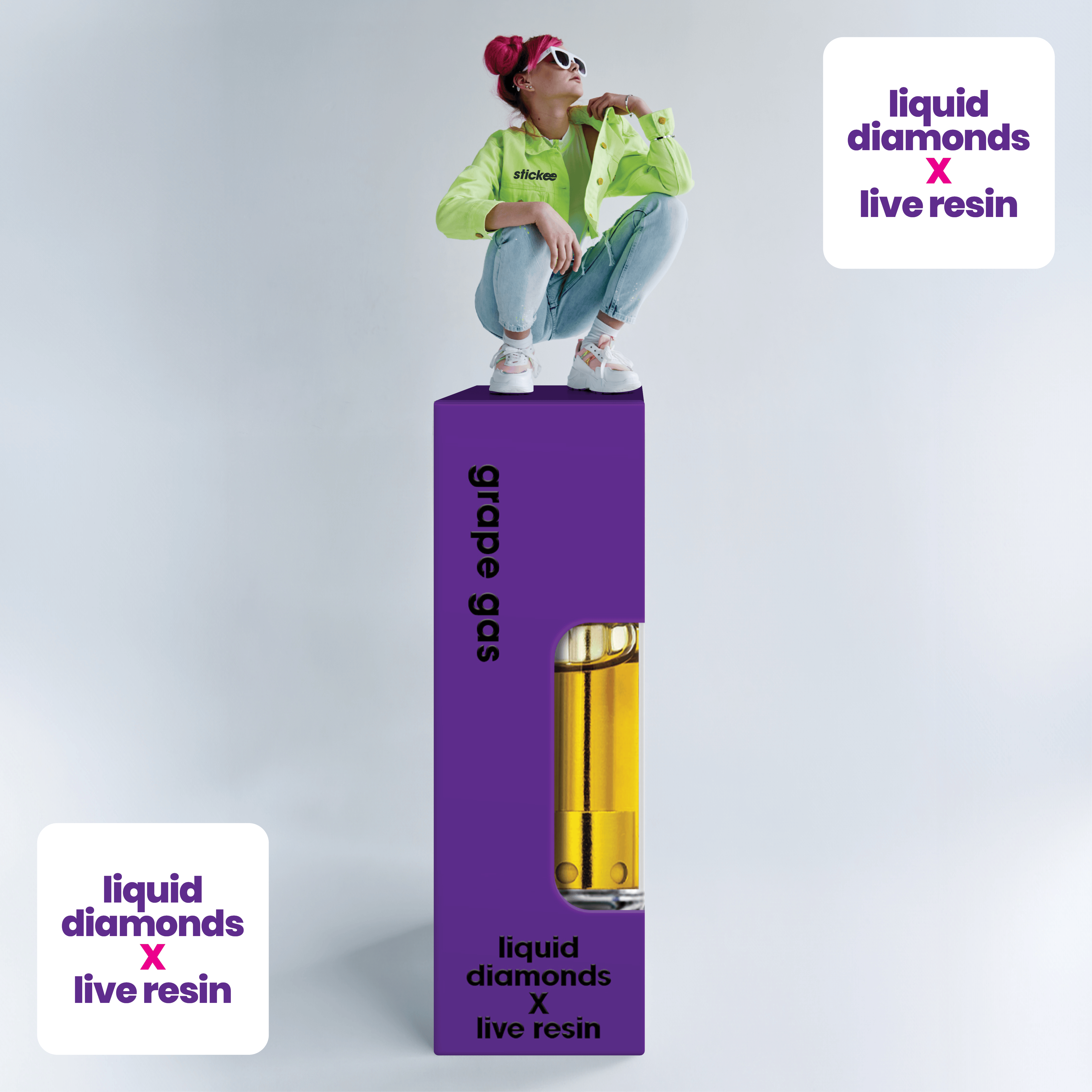 Product: STICKEE | Grape Gas | 1G | Liquid Diamonds + Live Resin 510 Vape Cart