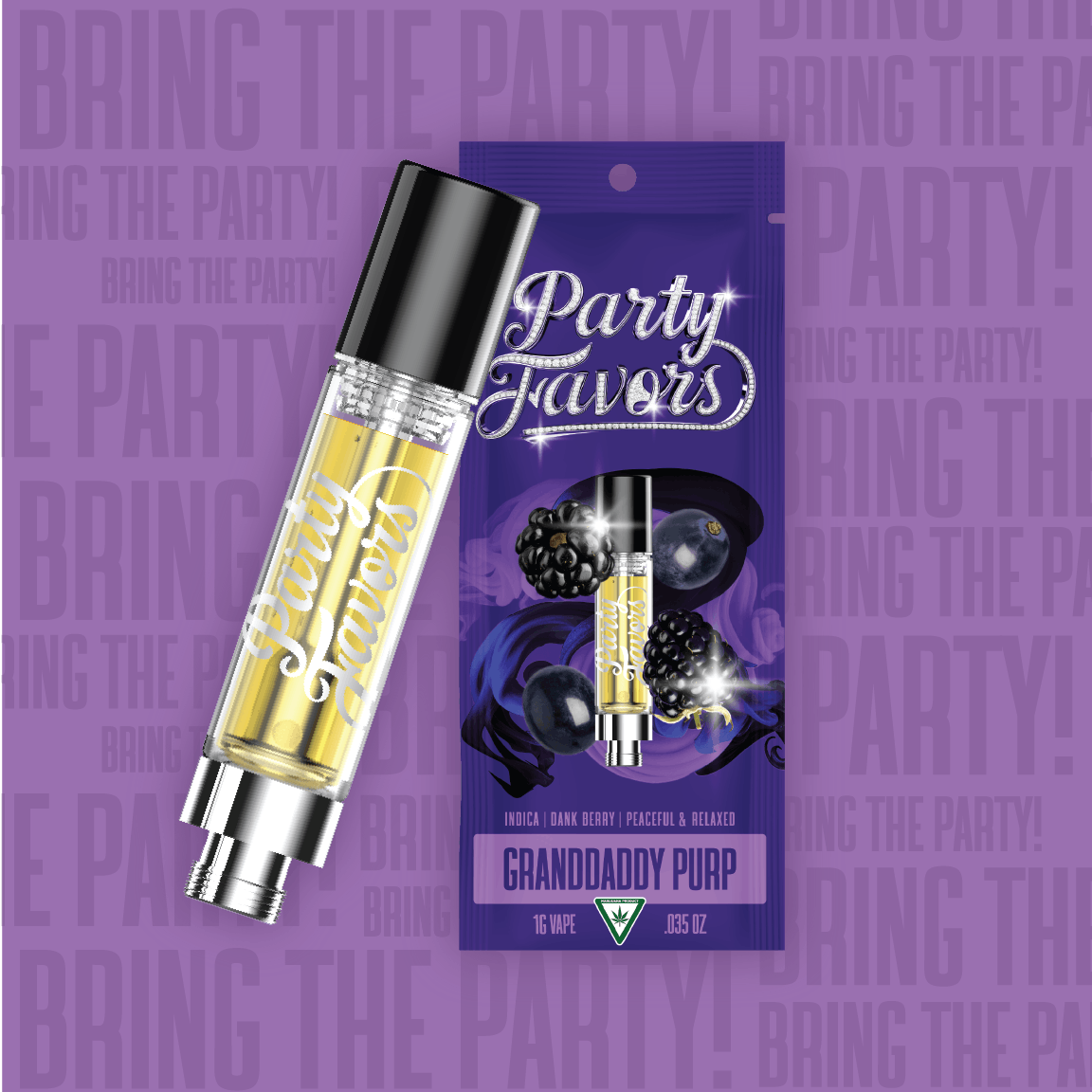 Product: Party Favors | Grand Daddy Purp Distillate Cartridge | 1g