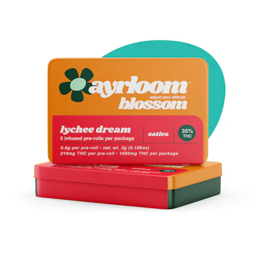 Ayrloom | Lychee Dream Infused Pre-Roll | 5 Pack | 3g-active