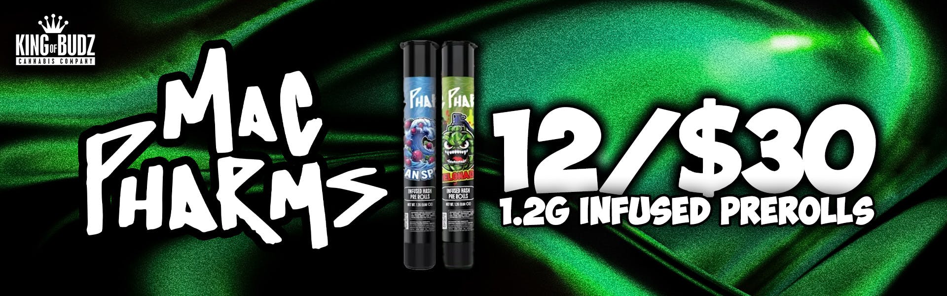 Mac Pharms 1.2g infused preroll 12/$30
