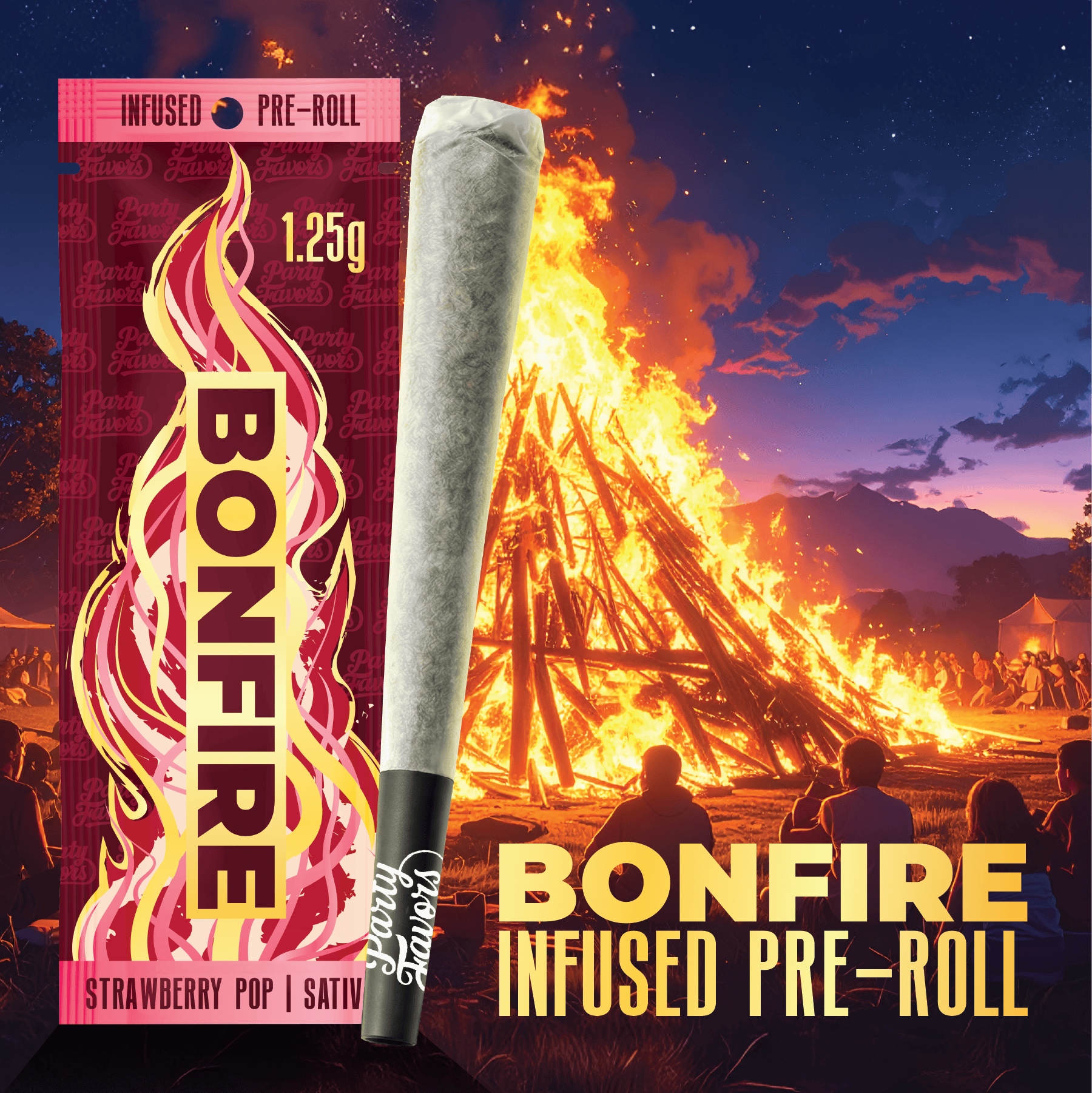 Party Favors PARTY FAVORS | STRAWBERRY POP | INFUSED PRE ROLL SATIVA — PRE_ROLLS