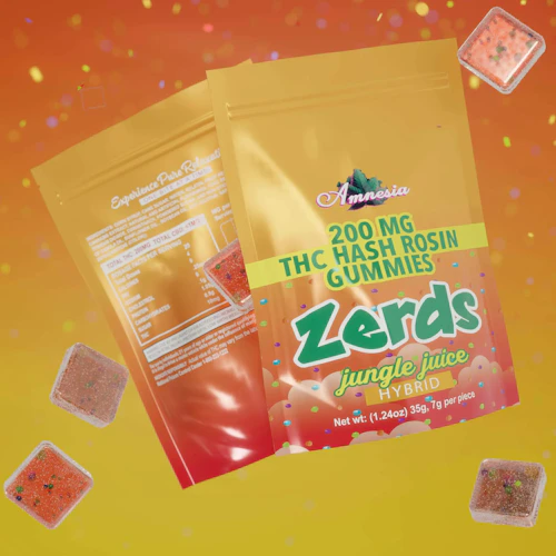 Amnesia - 200mg Zerds Hash Rosin Gummies - Jungle Juice