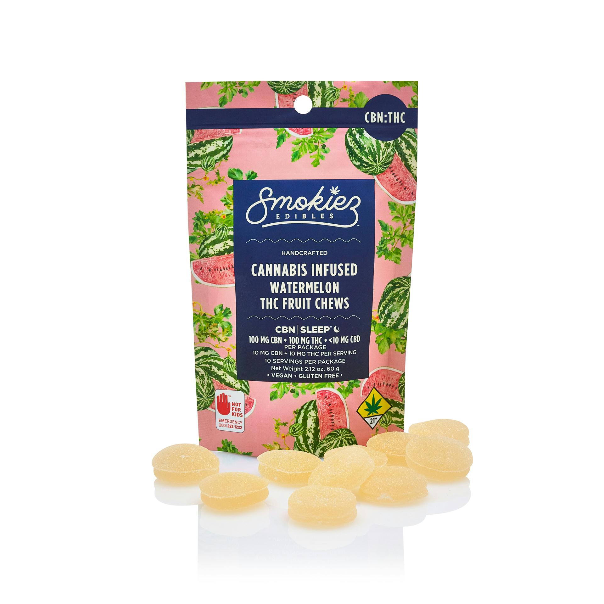 CBN:THC 1:1 Watermelon 100mg CBN:100mg THC Fruit Chews