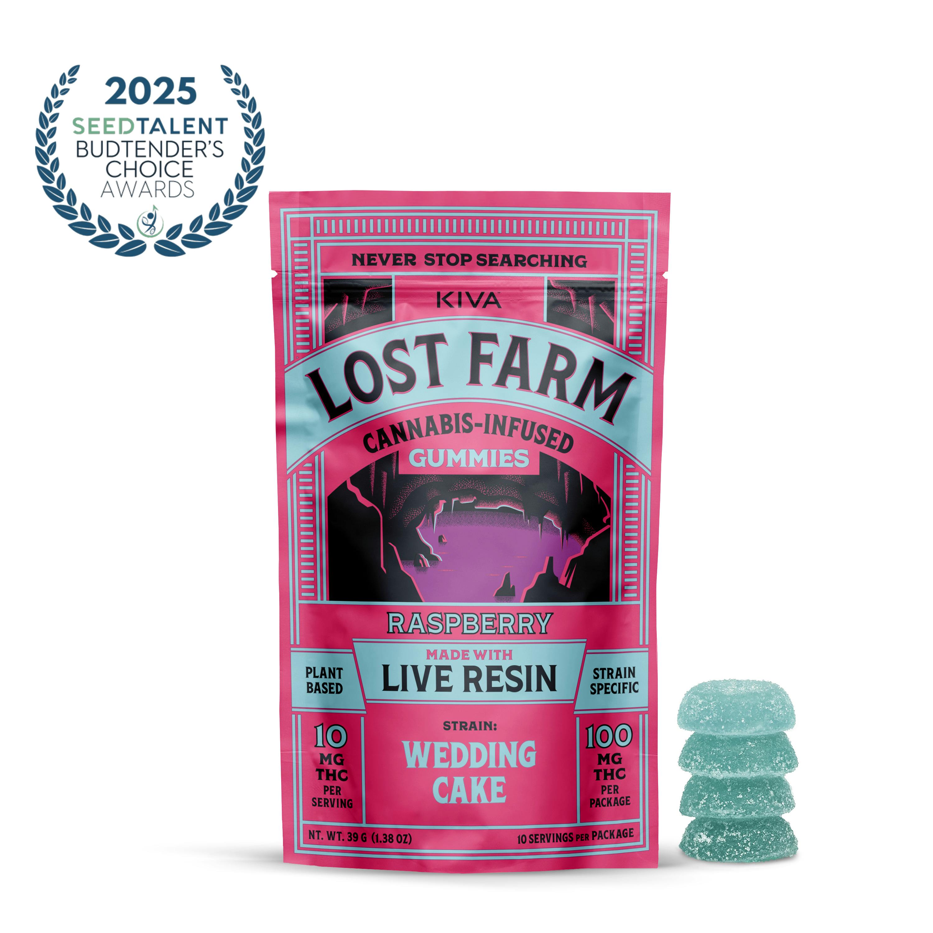 LOST FARM Gummies 100mg Live Resin: Raspberry 10pc | Bridge City Collective  - East Dubuque