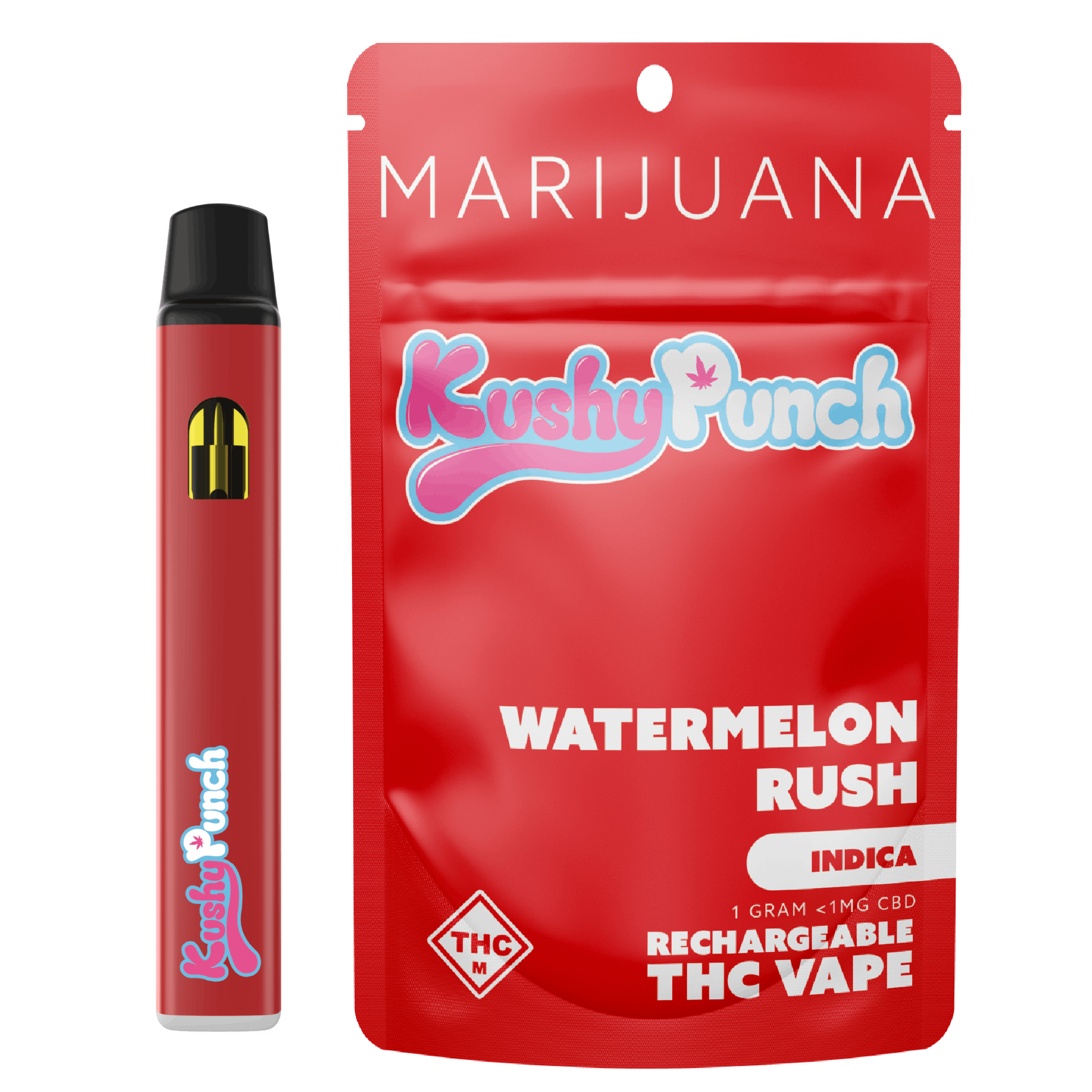 Kushy Punch: Vape | Watermelon Rush | All-In-One | 1g | CODES