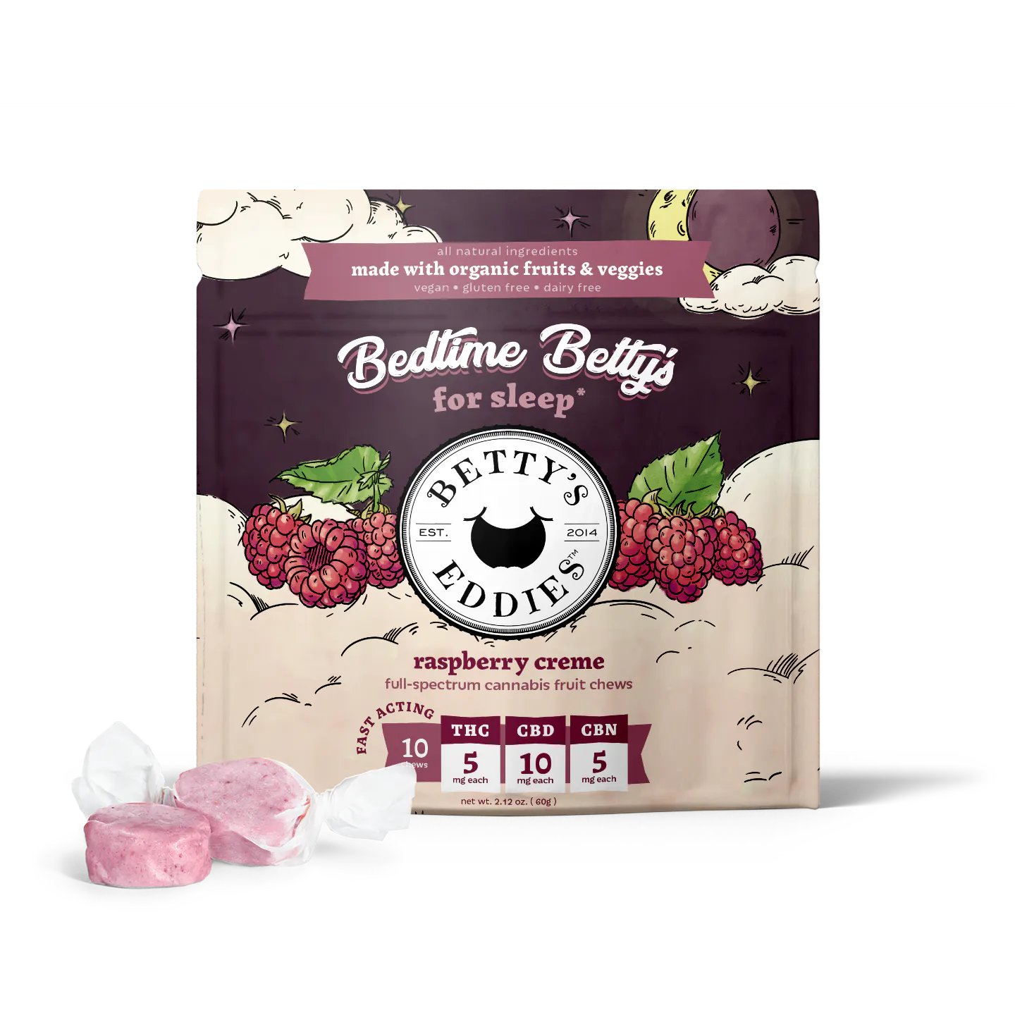 Bedtime Betty's Raspberry Creme Sleep Fruit Chews [10pk] | Boutiq