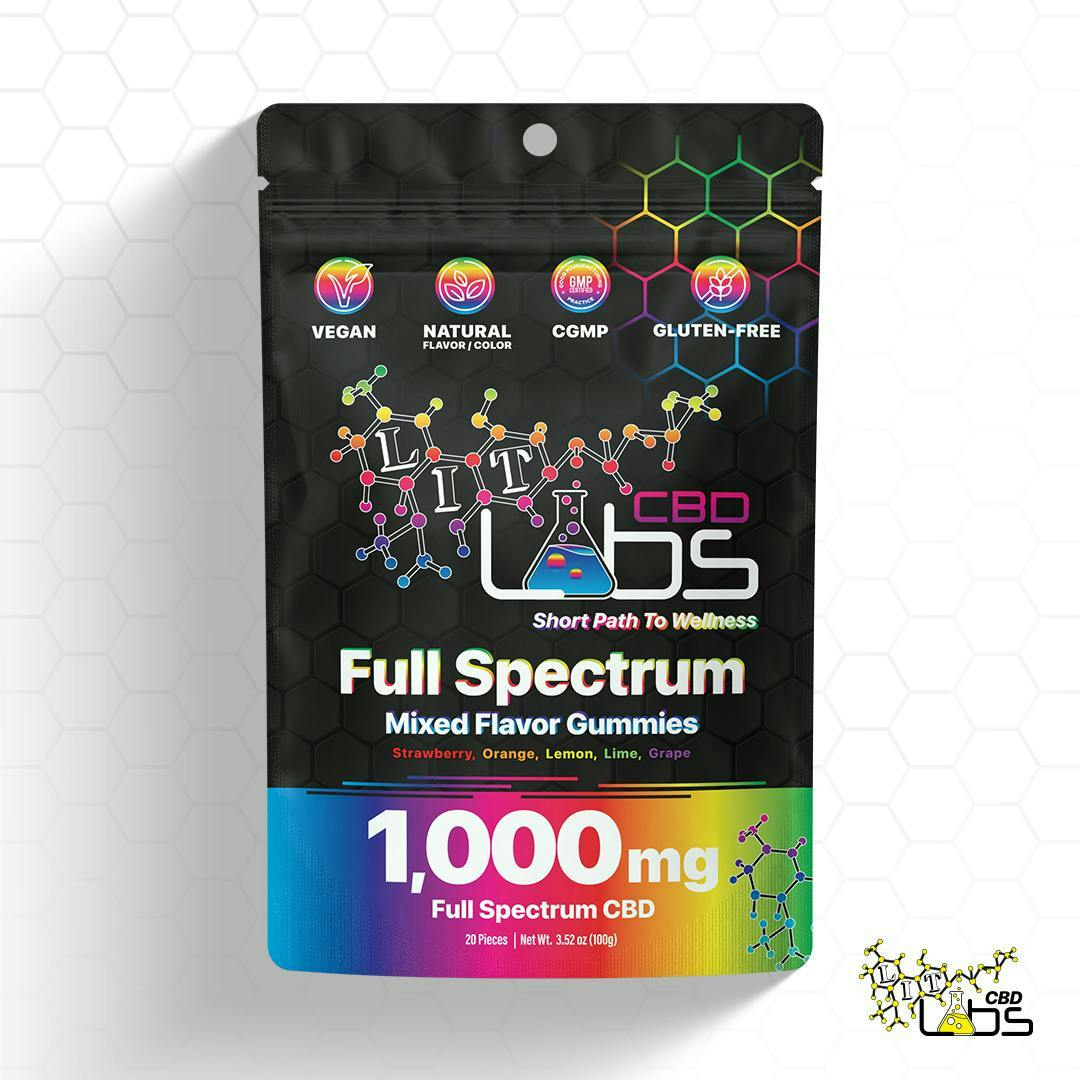 Lit Labs - 1,000mg CBD Full Spectrum Gummies - Mixed Flavor