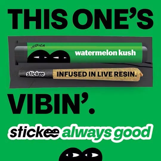 STICKEE STICKEE | WATERMELON KUSH | INFUSED PRE-ROLL INDICA — PRE_ROLLS