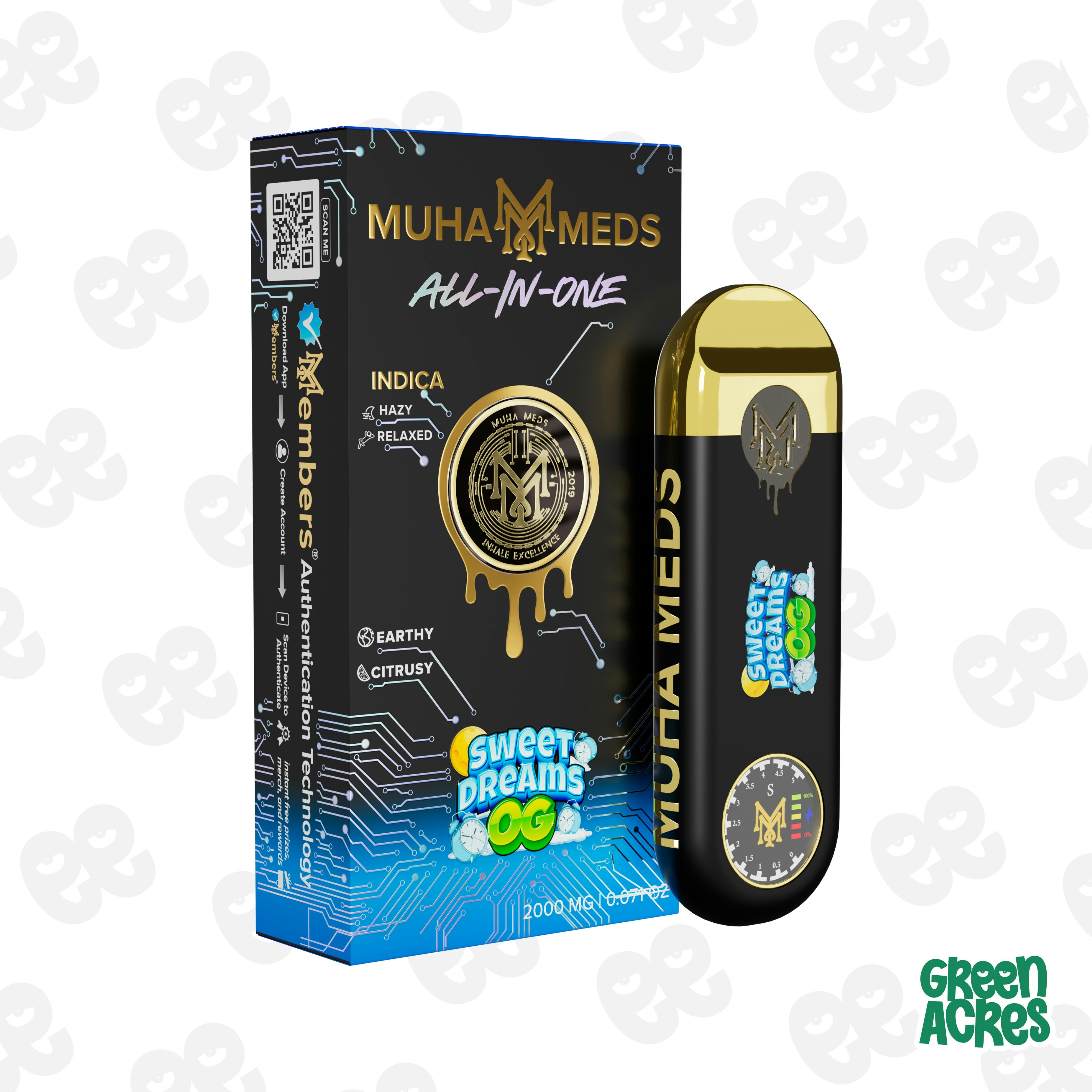 Muha Meds: Sweet Dreams OG 2G Disposable 3rd Gen (I) | Green Acres