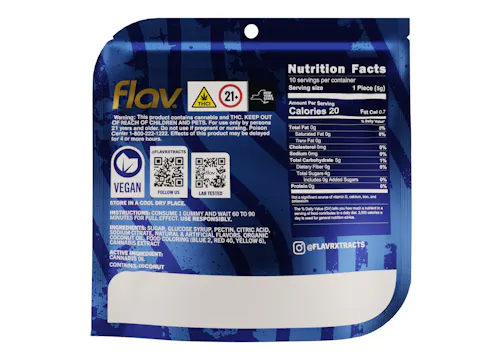 FLAV | Blue Raspberry | Live Resin | Nighttime THC / CBN Gummies | 10pk-3