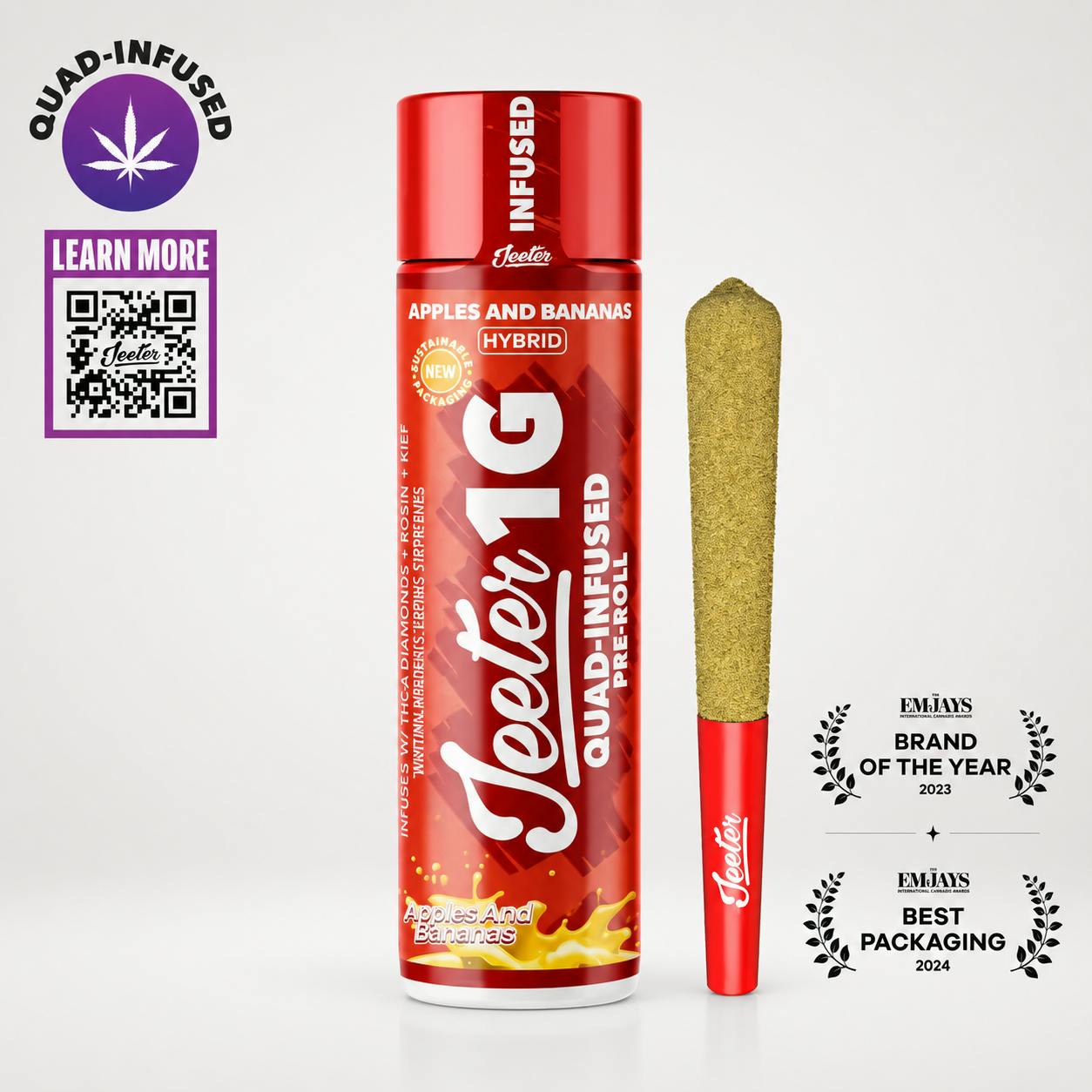 Jeeter - 1g Quad Infused Preroll - Apples & Bananas