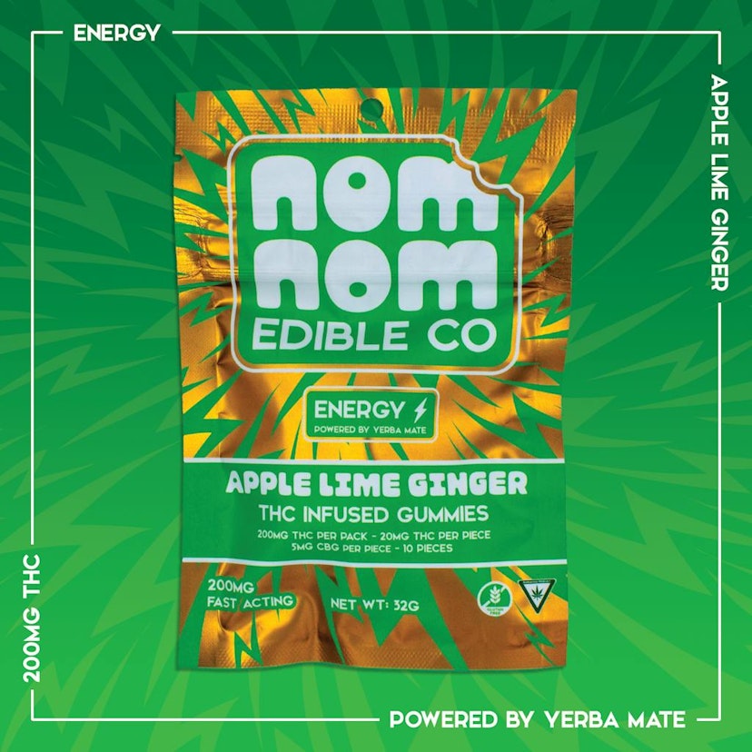 Nom Nom | 200mg THC Gummies | Apple Lime Ginger (Energy)