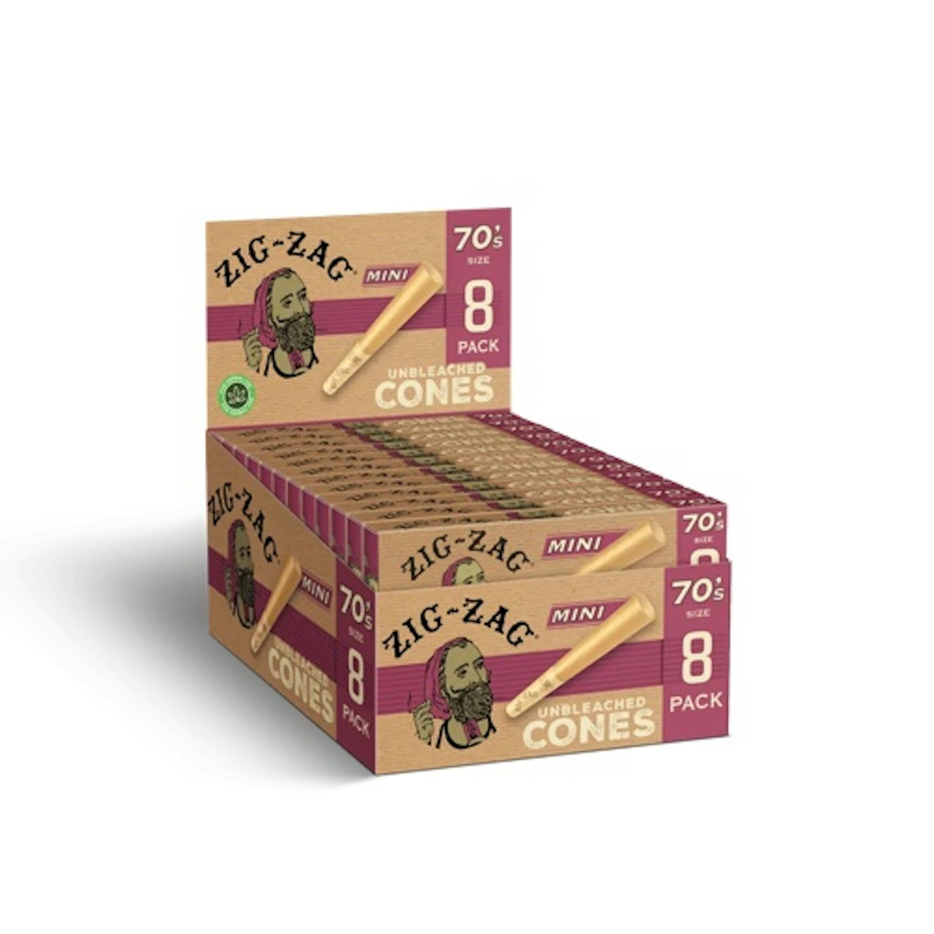 Zig Zag Cones 70s Mini 8pk  - UNBLEACHED