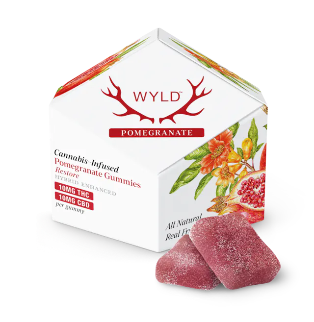 Wyld Gummies Pomegranate 1 THC : 1 CBD 10pk/100mg (hybrid, 2.8g)