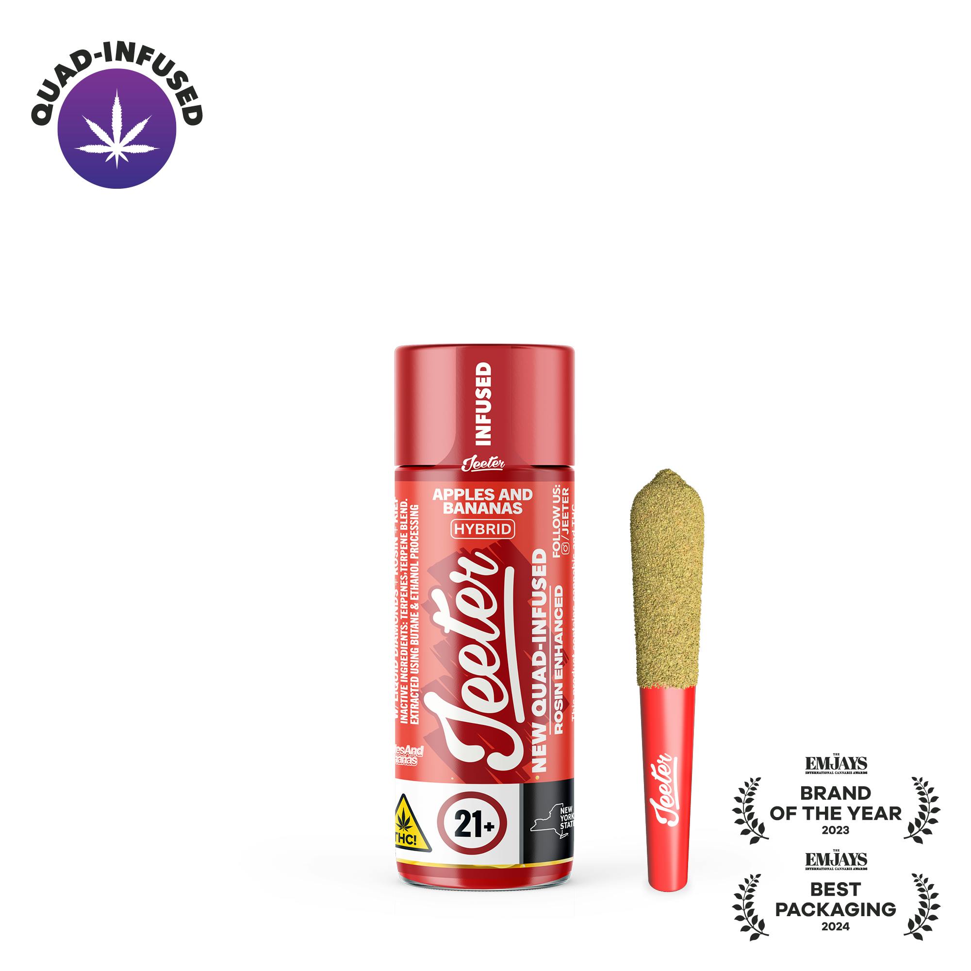 Jeeter Apples And Bananas Infused W/ Liquid Diamonds, Rosin, Dusted In Kief Preroll - Hybrid