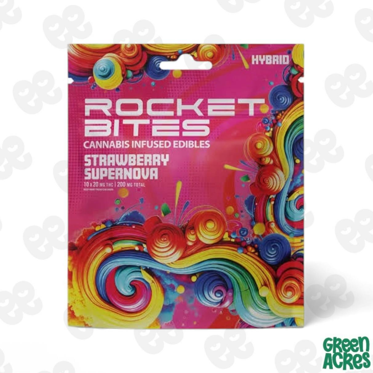 Rocket Bites: Strawberry Super Nova (H) 200MG Gummies | Green