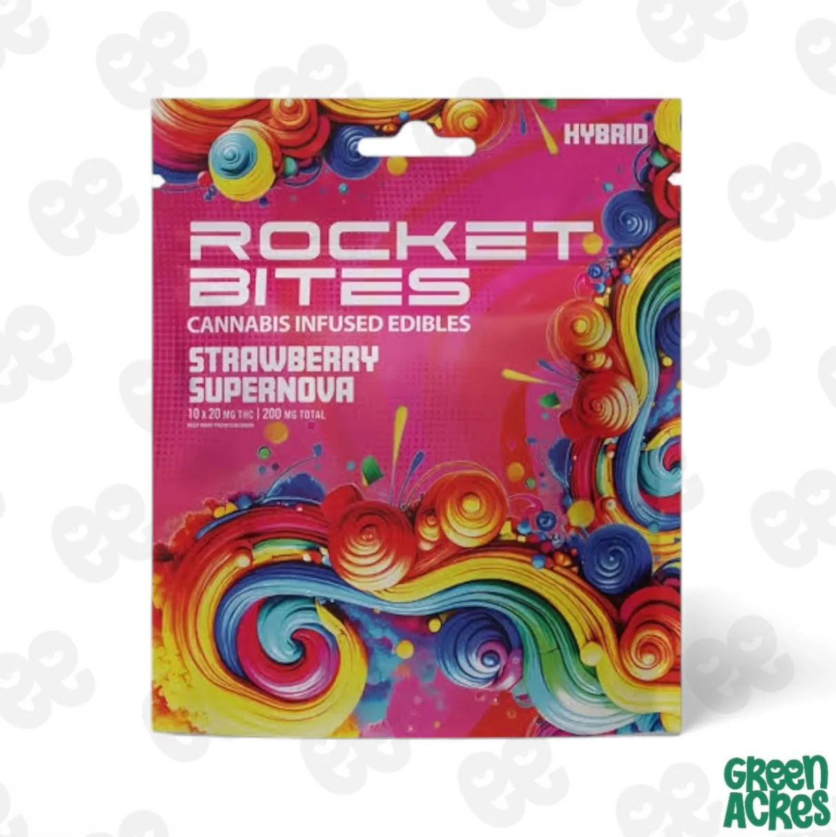 Rocket Bites: Strawberry Super Nova (H) 200MG Gummies | Green