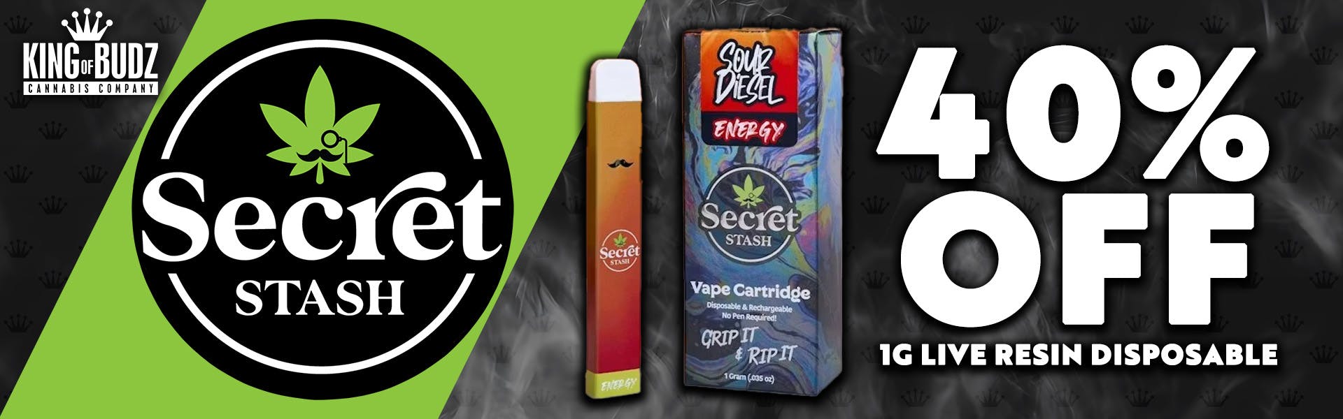 Secret Stash - 1g Live Resin Disposable - 40 Percent Off
