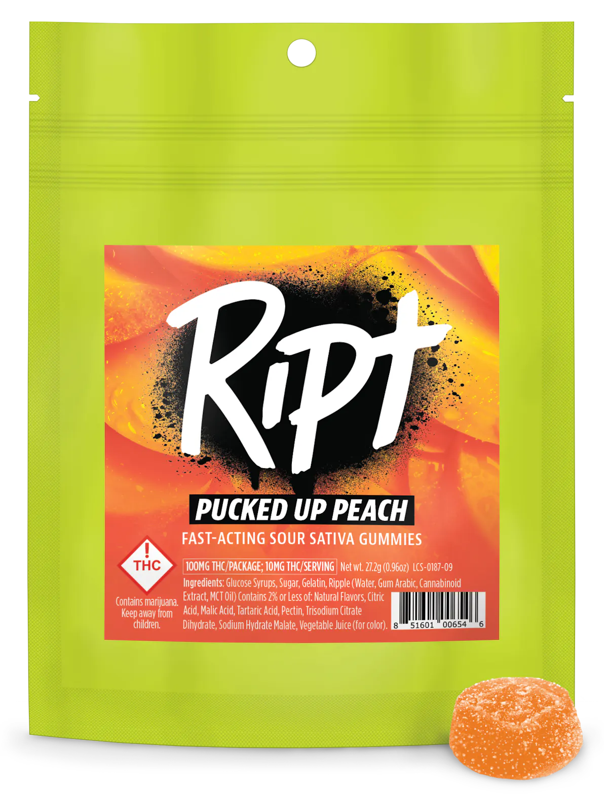 Ript – Gummies – Pucked Up Peach 100mg (S) 1g Edibles | Ript