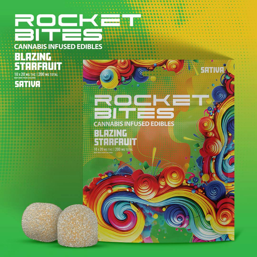 Rocket Bites | 200mg Gummies | Blazing Starfruit | Gramz - Hazel Park