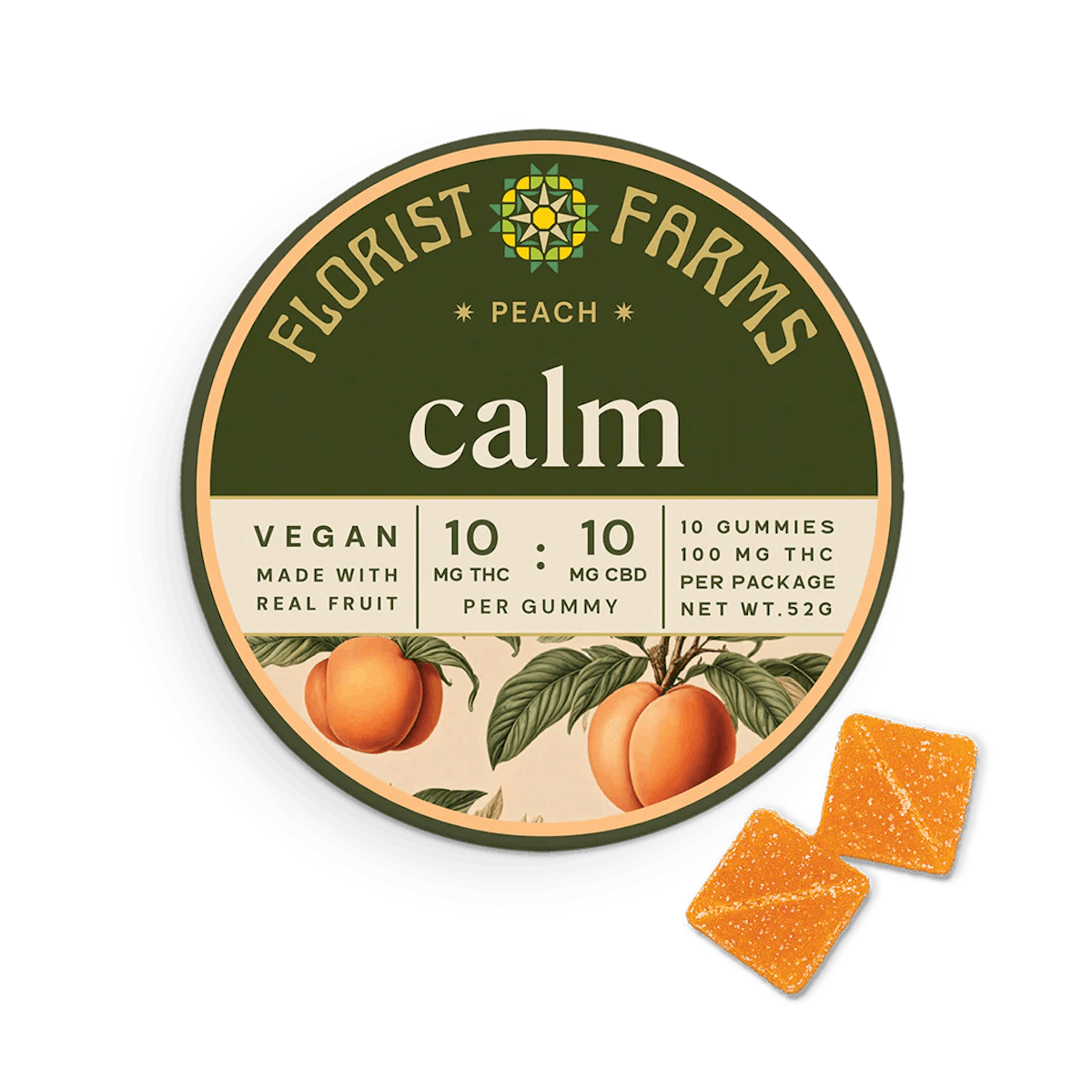 Image of Peach | THC:CBD (10mg/10ct) Gummies