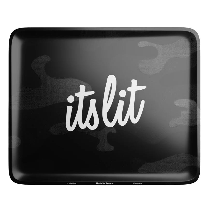 Accessories | Hemper | It's Lit Black Camouflage Rolling Tray | Large