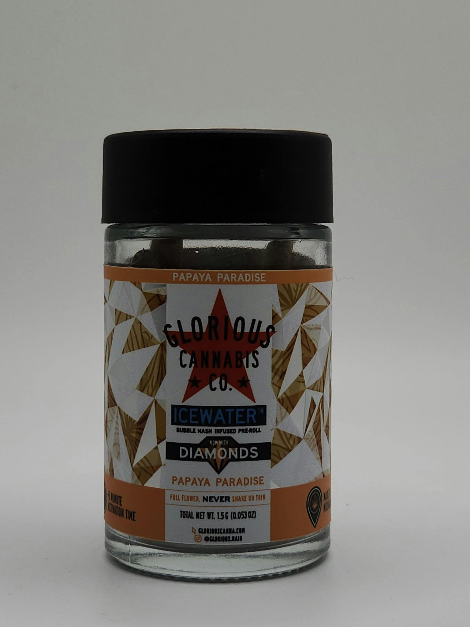 Product: Glorious | Icewater Hash Infused Pre-Roll 3-Pack - 1.5g - Mango Mirage