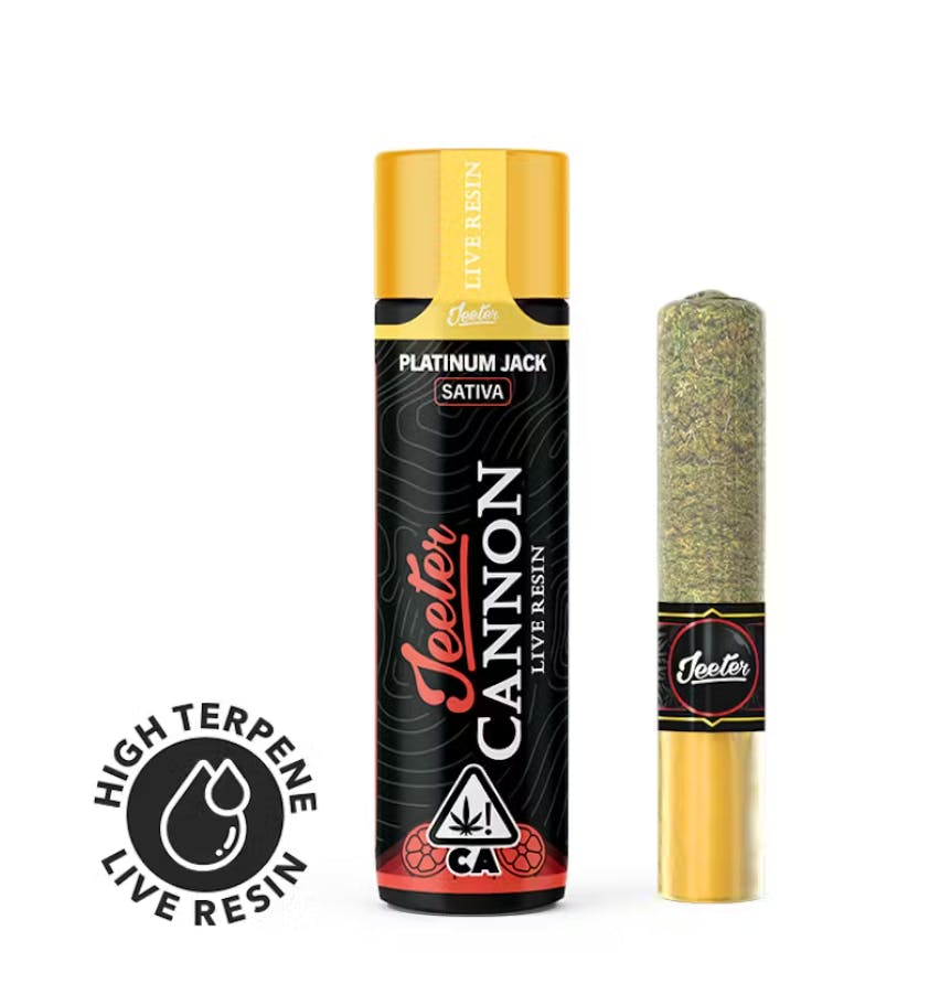 Product: Jeeter | Baby Cannon Infused Pre-Roll - 1.3g - Platinum Jack