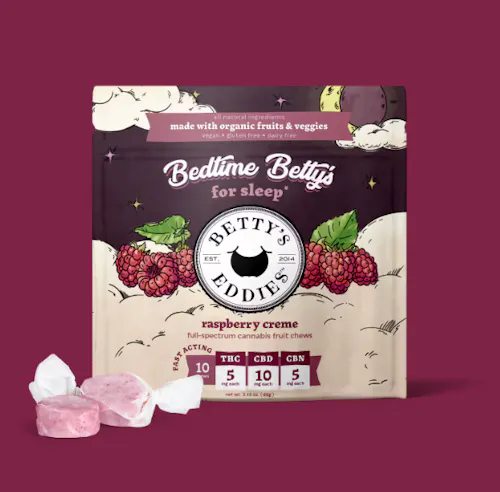 Bedtime Bettys Raspberry Crme Fruit Chews | 5mg | 10pk. (50mg) Vegan-1