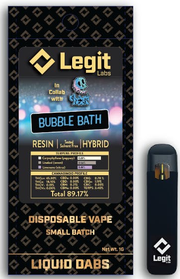 Product: Bubble Bath | Disposable | Cured Resin | Legit Labs
