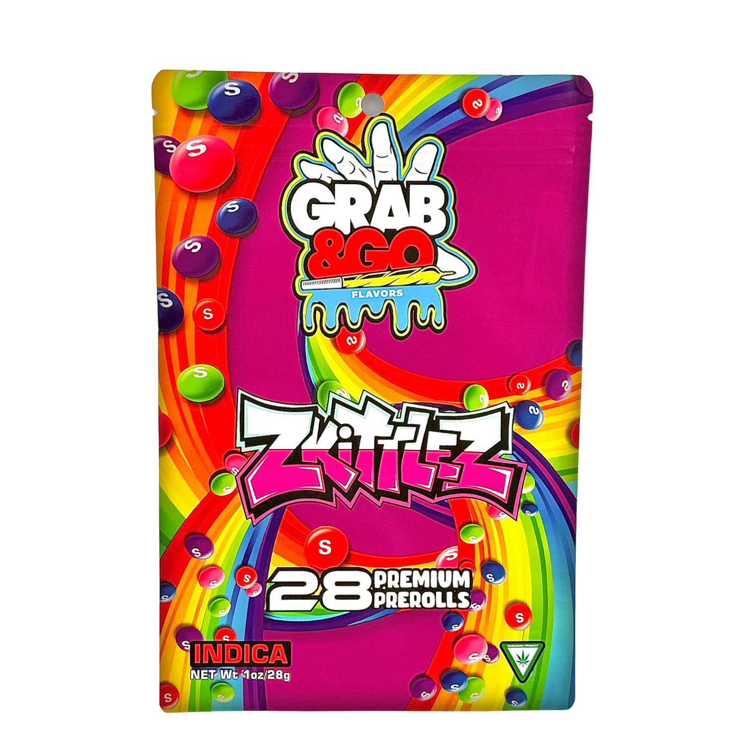Grab & Go - 28pk 1g Prerolls - - Indica - **ZKITTLEZ**
