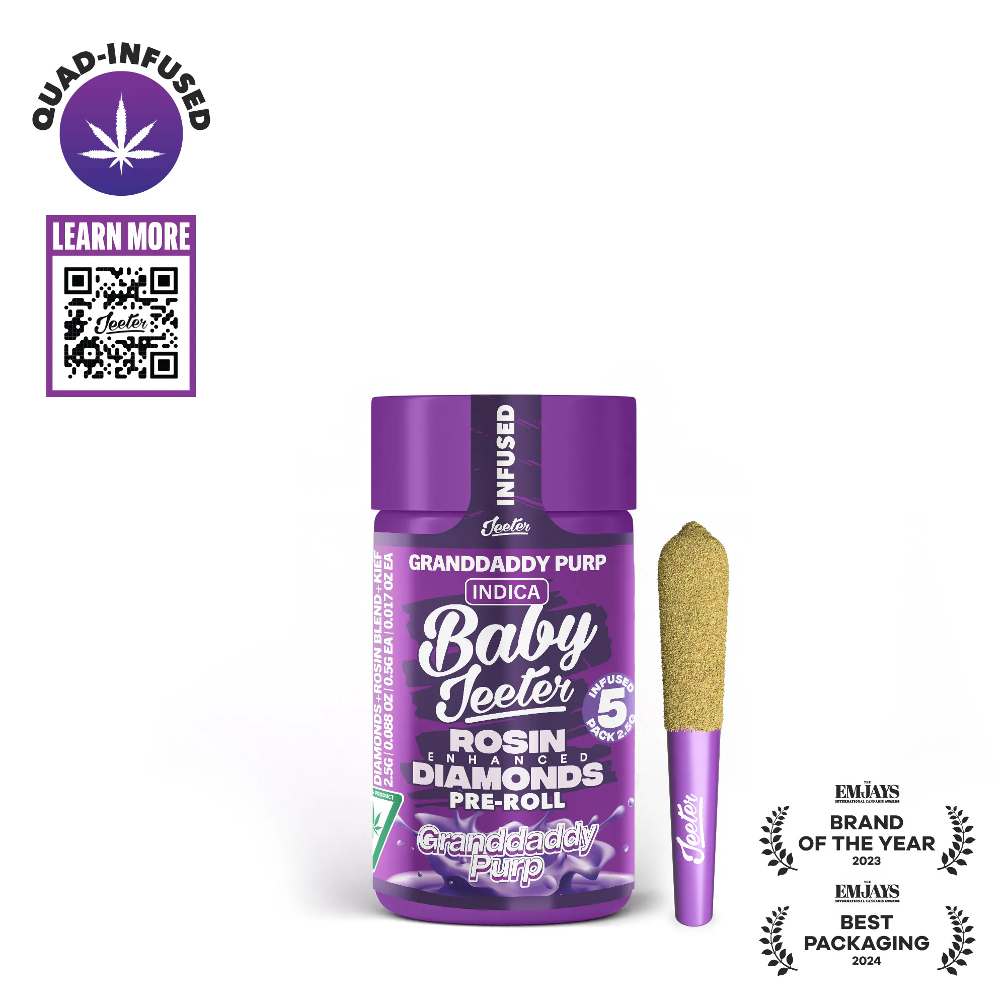 Granddaddy Purp Baby Jeeter Infused Pre-Roll 5-pack | 2.5g | NOXX