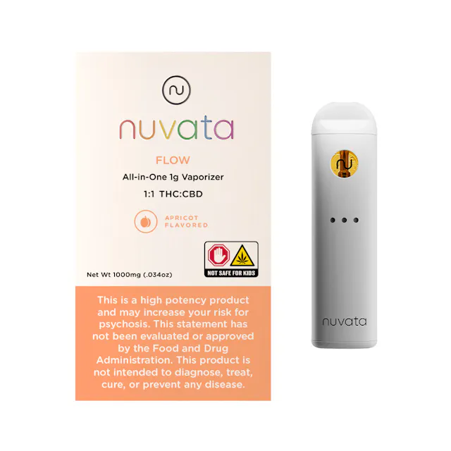 Nuvata Disposable Flow - Apricot 1 THC : 1 CBD 1g (hybrid, disposables)