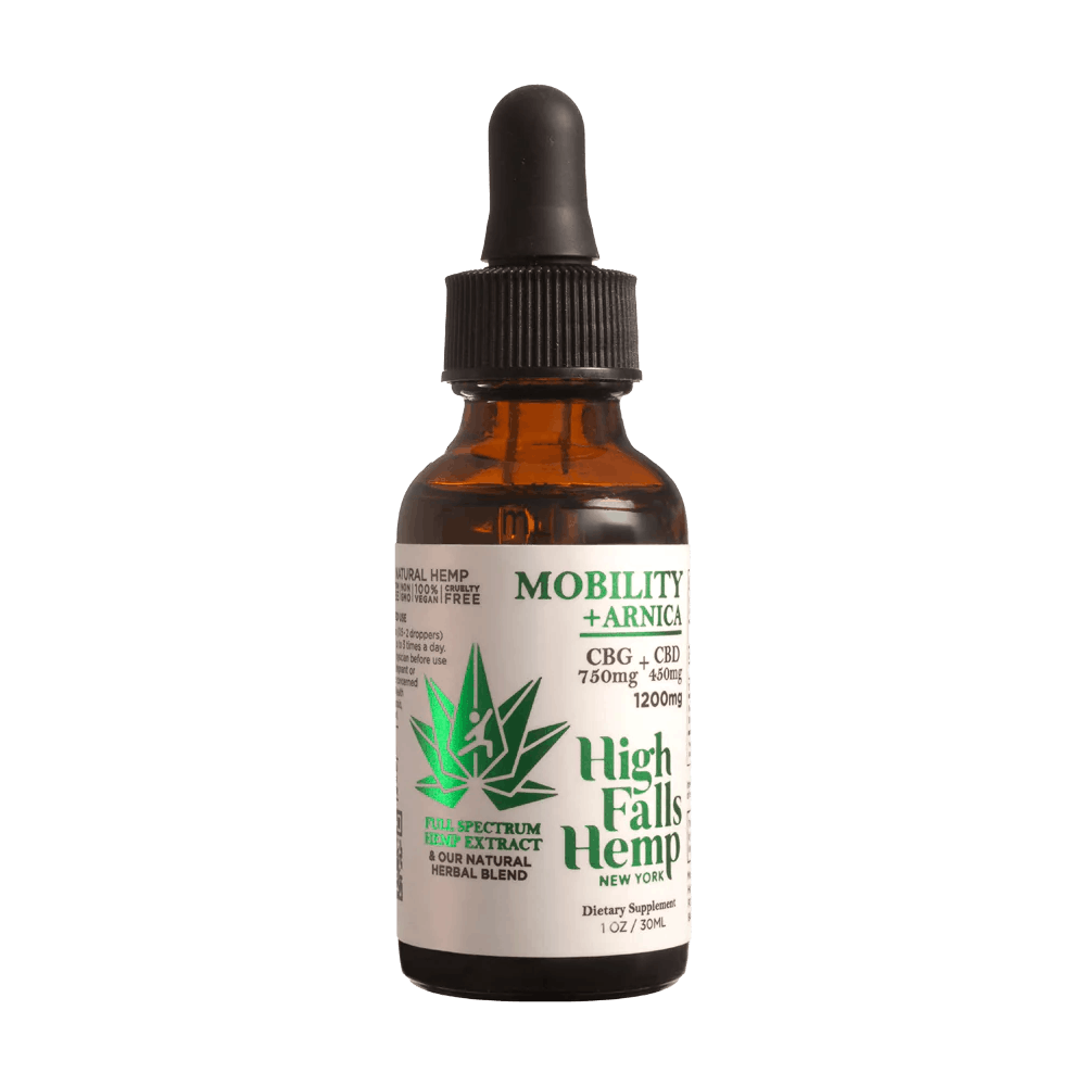 Mobility & Arnica 1200mg Tincture | Full Spectrum Hemp Extract | 750mg CBG + 450mg CBD | High Falls Hemp NY