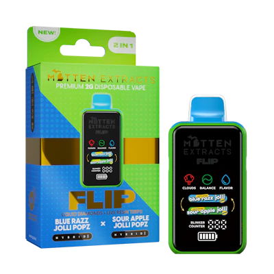 Mitten Extracts - 2g Flip Disposable - Blue Razz Jolli Popz / Sour Apple Jolli Popz (H)