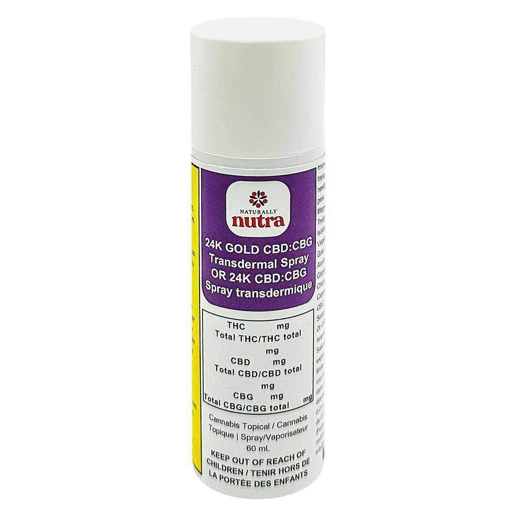 Naturally nutra - 24k gold cbd:cbg mag + hyaluronic acid transdermal spray - 60ml