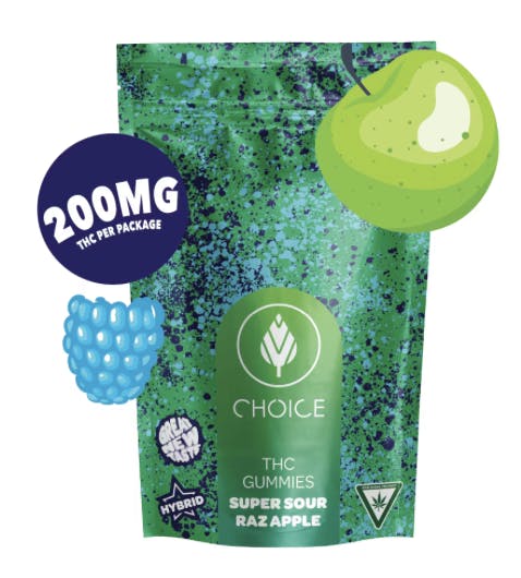 Product: Choice | Gummies - Super Sour Razz Apple (Hybrid) - 200mg