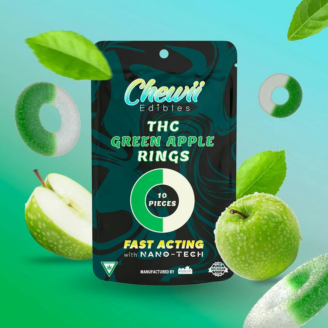 Chewii Chewii | 200mg Fast Acting Gummies | Green Apple Rings