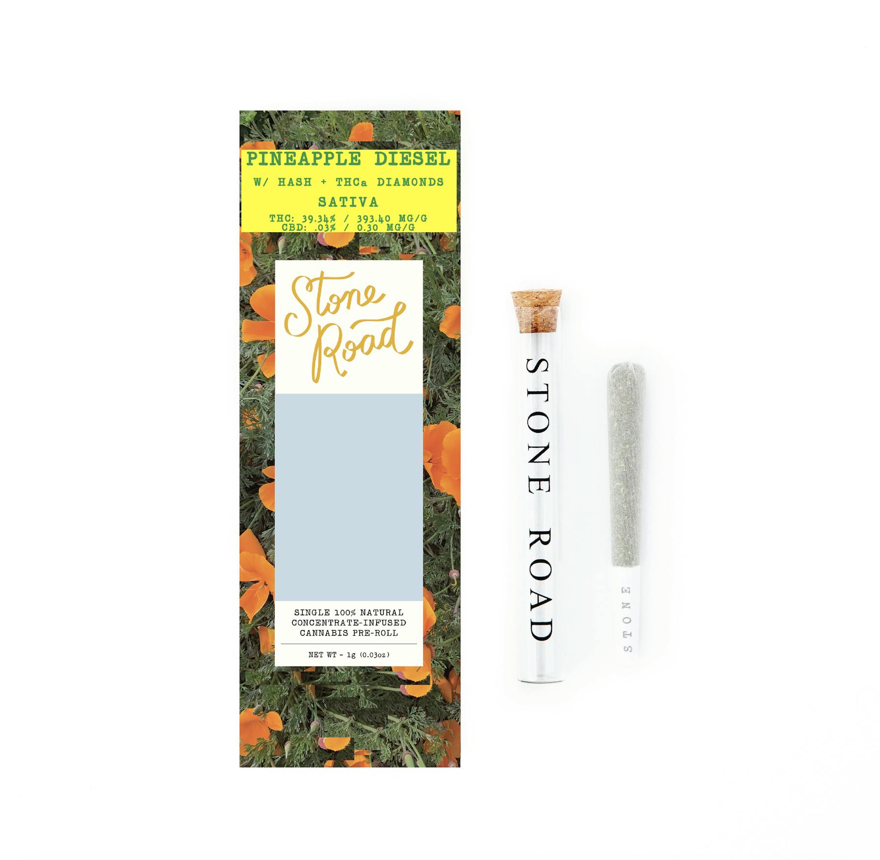 STONE ROAD | 1G INFUSED PRE-ROLL | PINEAPPLE DIESEL - SATIVA